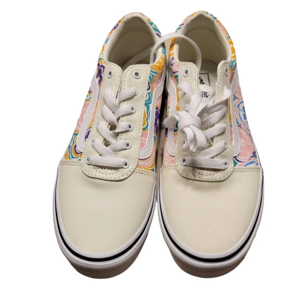Vans NEW Ward Cream Floral Low Top Sneakers